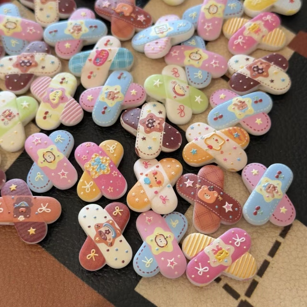 Printed Embossed Cartoon Band-aid Beads DIY Phone Chain Bag Pendant Car Hanging Keychain Accessories
