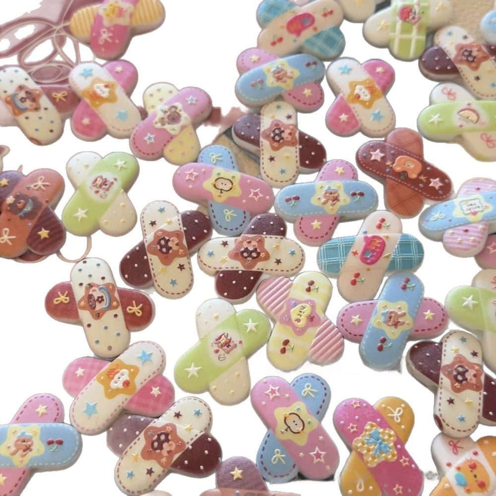 Printed Embossed Cartoon Band-aid Beads DIY Phone Chain Bag Pendant Car Hanging Keychain Accessories