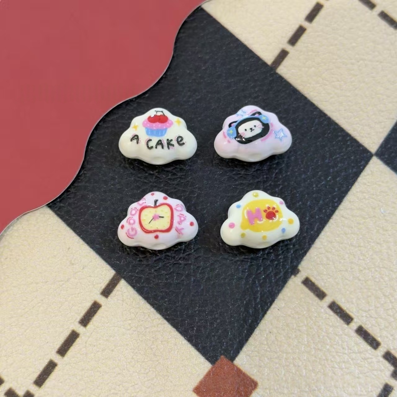 Cartoon Cloud Printed Embossed Beads DIY Phone Chain Bag Pendant Car Hanging Keychain Accessories