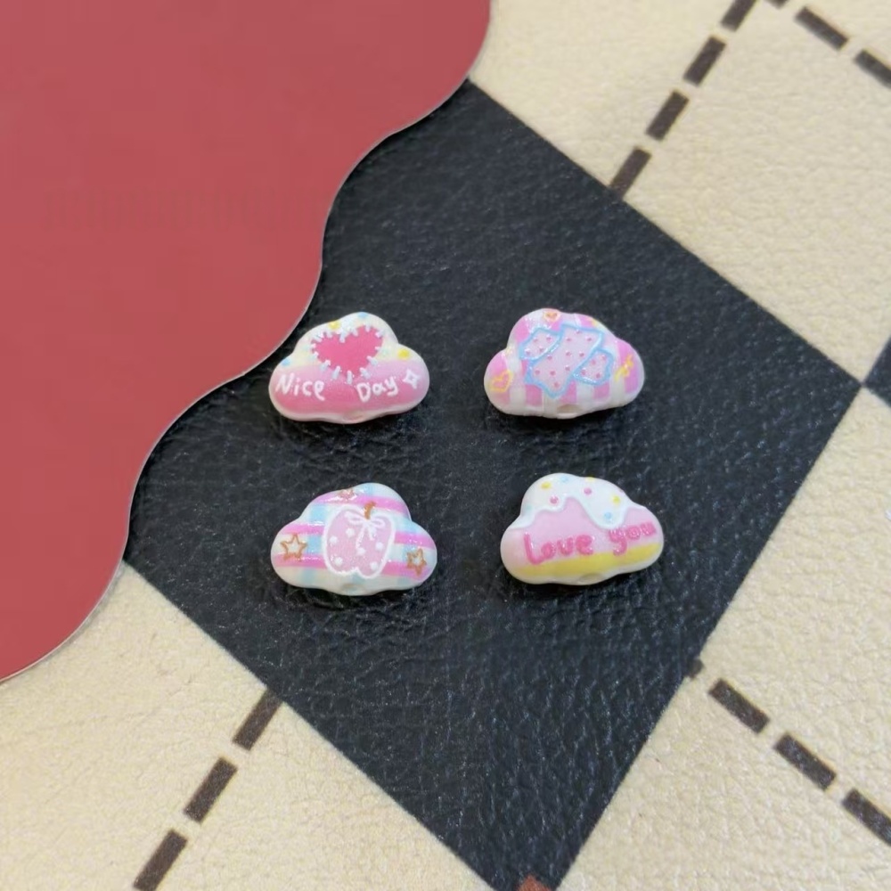 Cartoon Cloud Printed Embossed Beads DIY Phone Chain Bag Pendant Car Hanging Keychain Accessories