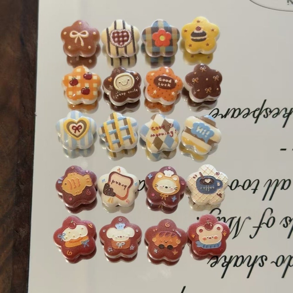 Acrylic Embossed Beads with Plaid, Animal & Flower Patterns DIY Jewelry Supplies for Phone Chain, Bag Charm & Keychain