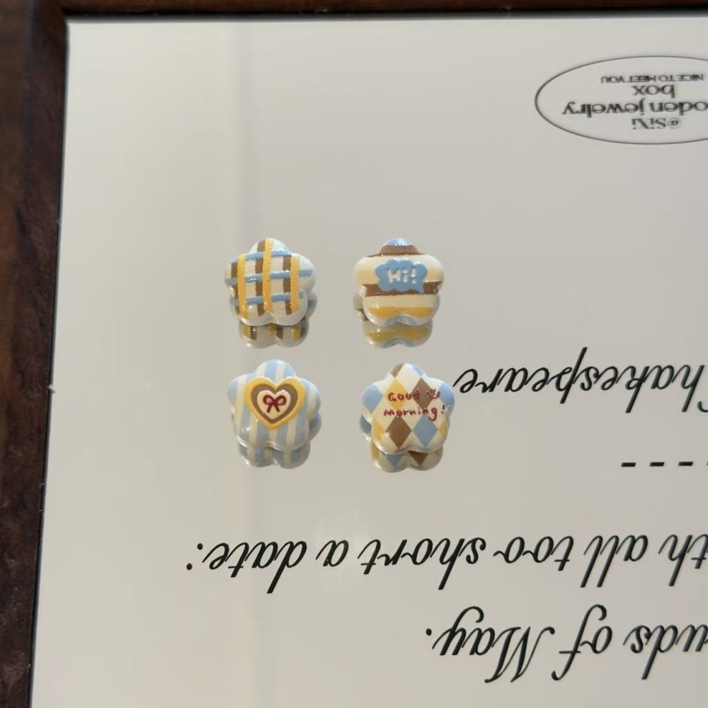 Acrylic Embossed Beads with Plaid, Animal & Flower Patterns DIY Jewelry Supplies for Phone Chain, Bag Charm & Keychain