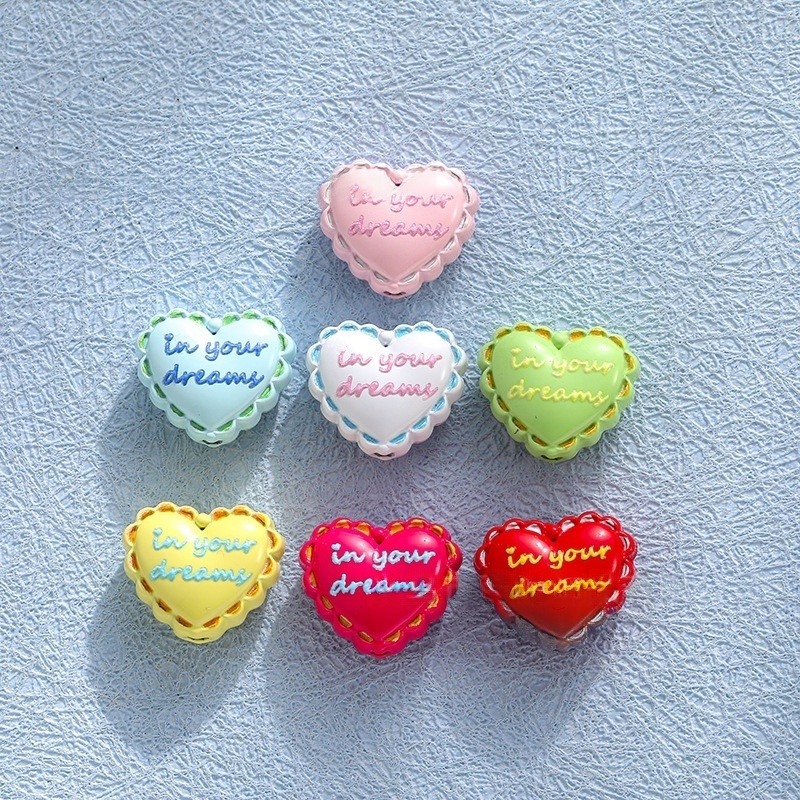 Enamel Letter and Heart Shaped Beads with Holes, DIY Accessories for Phone Chains and Bracelets