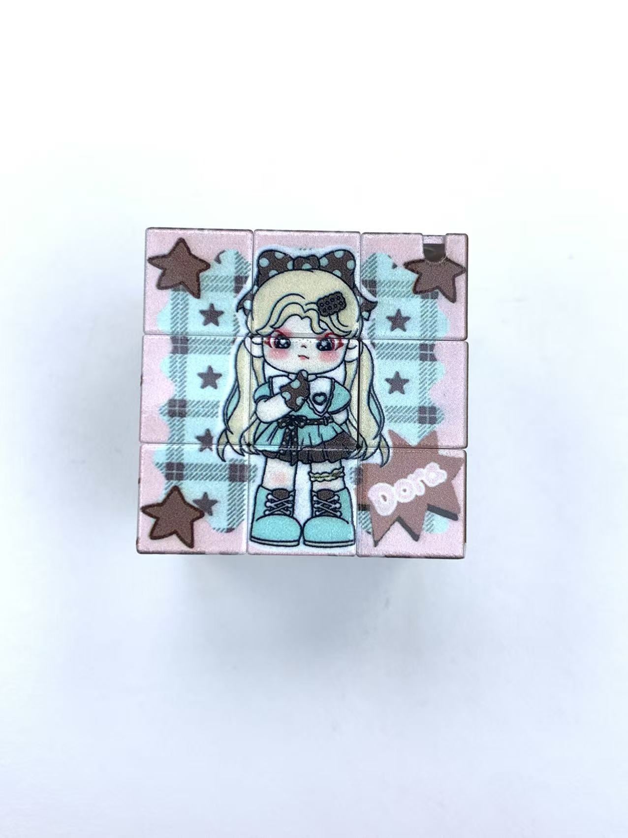 Multi-style Printed Six-sided Cube Beads with Hanging Hole DIY Phone Chain Bag Charm Accessories