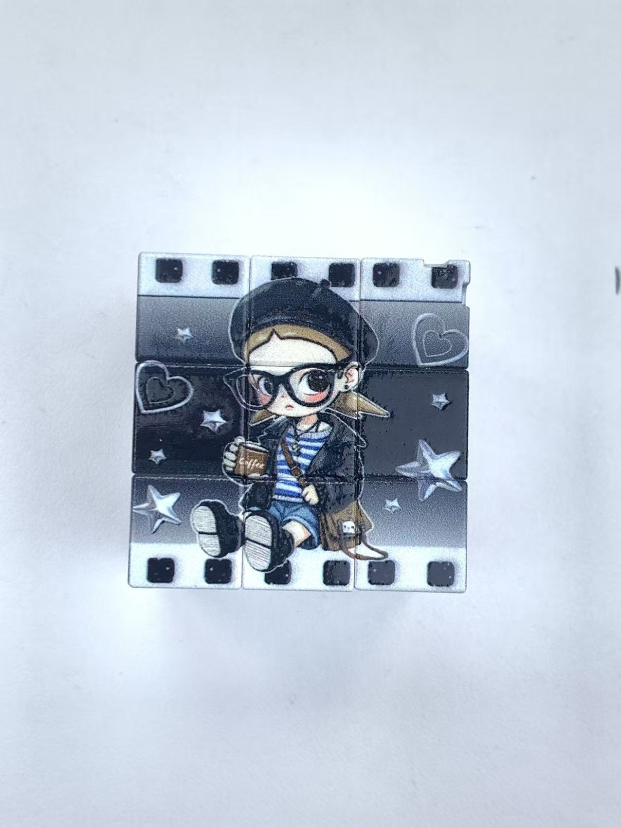 Multi-style Printed Six-sided Cube Beads with Hanging Hole DIY Phone Chain Bag Charm Accessories