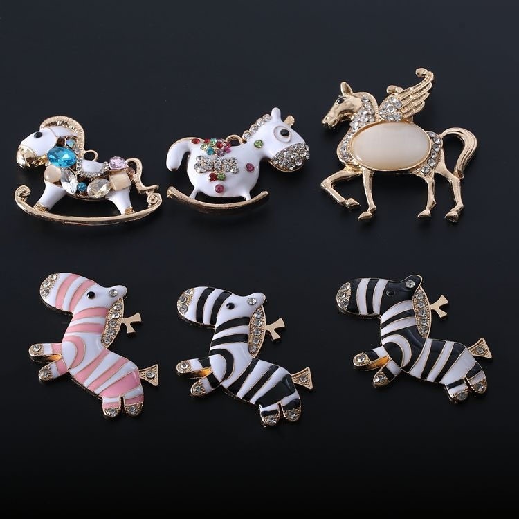Creative Zebra & Gem Horse Ornaments DIY Rhinestone Decor for Phone Case