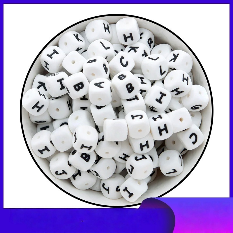Food Grade Teething Silicone Beads Multi‑sided Pacifier & Letter Loose Beads Wholesale for DIY Bracelets