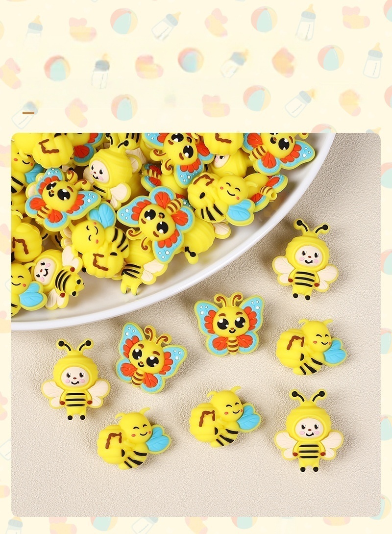 Food Grade Teething Silicone Beads Multi‑sided Pacifier & Letter Loose Beads Wholesale for DIY Bracelets