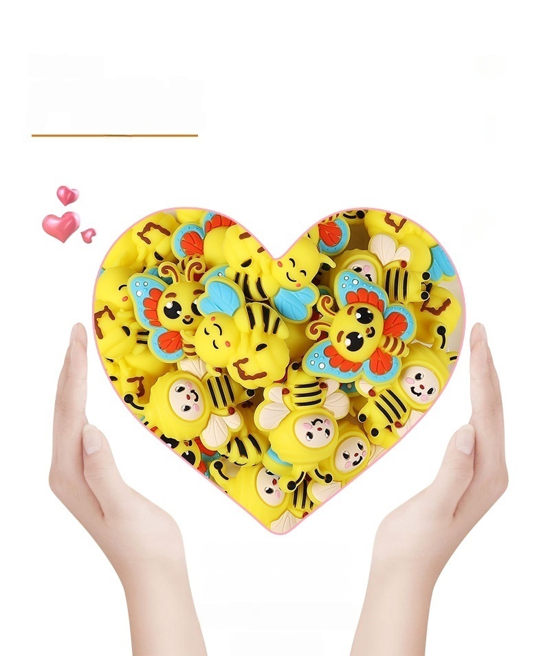 Food Grade Teething Silicone Beads Multi‑sided Pacifier & Letter Loose Beads Wholesale for DIY Bracelets