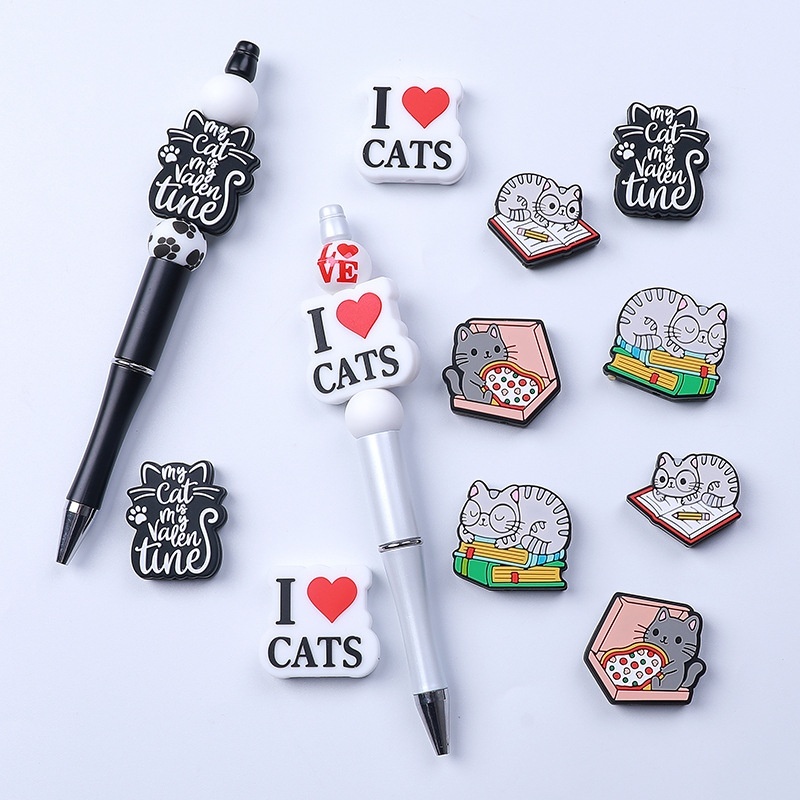 Kitten Silicone Beads DIY Bracelet Beaded Pen Jewelry, TEMU Cute Animal Focal Loose Beads