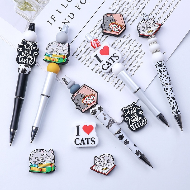 Kitten Silicone Beads DIY Bracelet Beaded Pen Jewelry, TEMU Cute Animal Focal Loose Beads