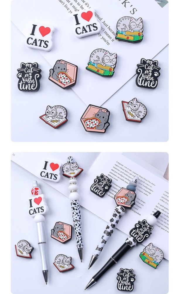 Kitten Silicone Beads DIY Bracelet Beaded Pen Jewelry, TEMU Cute Animal Focal Loose Beads
