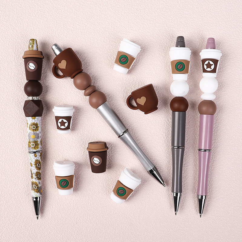 3D Coffee Cup Silicone Focal Beads, Food Grade Straight Hole Loose Beads, Cute Drink Cup Shape DIY Bracelet Beaded Pen Keychain Jewelry Making Supplies Bulk Wholesale
