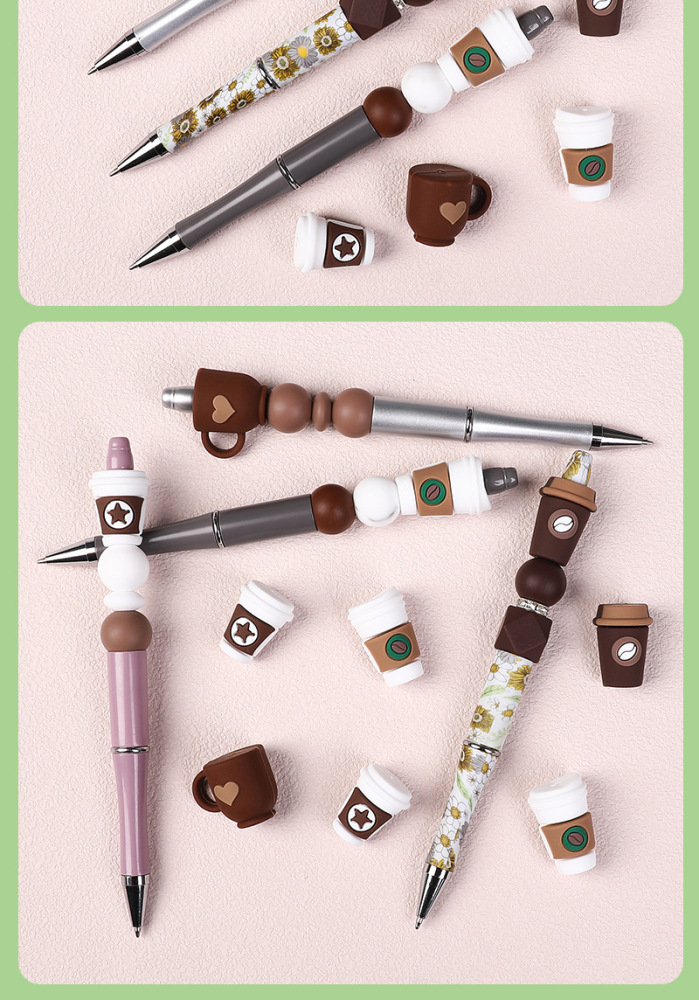 3D Coffee Cup Silicone Focal Beads, Food Grade Straight Hole Loose Beads, Cute Drink Cup Shape DIY Bracelet Beaded Pen Keychain Jewelry Making Supplies Bulk Wholesale