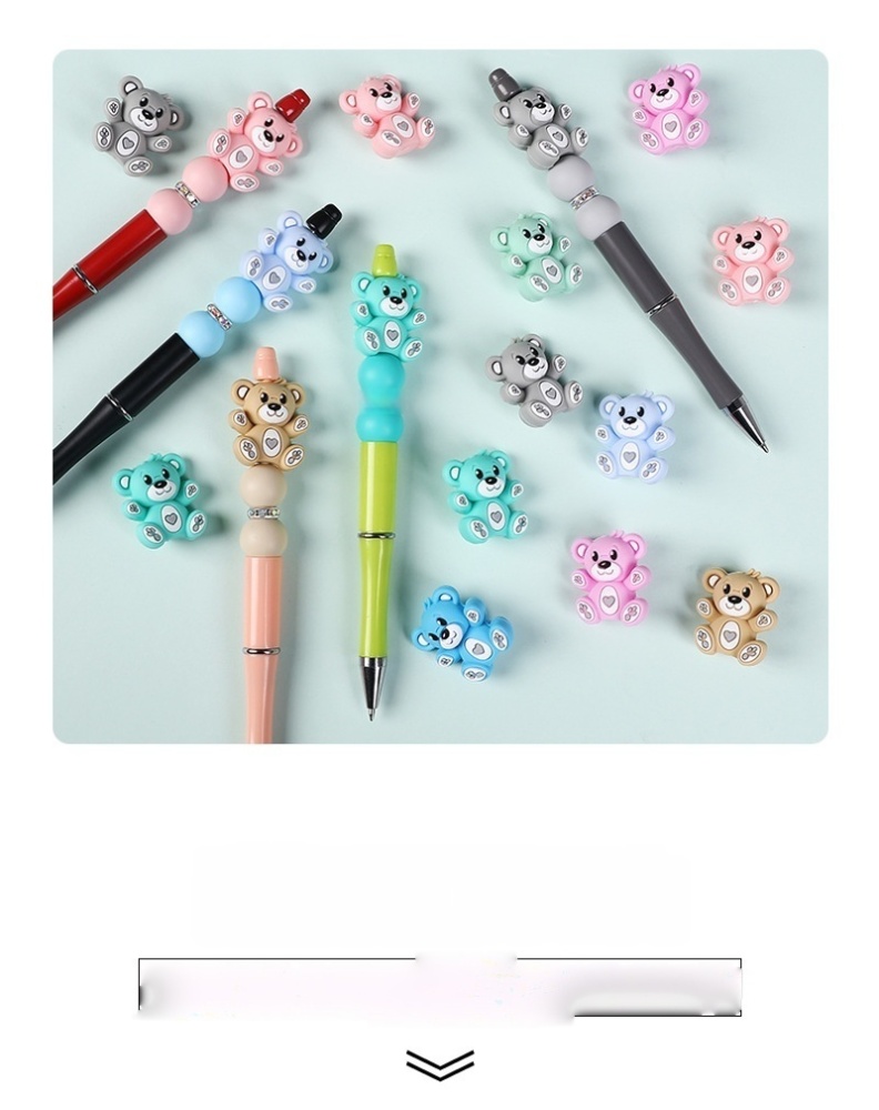 3D Hugging Bear Silicone Focal Beads, Cute Cartoon Bear Loose Beads for Kids Jewelry DIY Bracelet Phone Chain Keychain Beading Supplies Bulk Wholesale