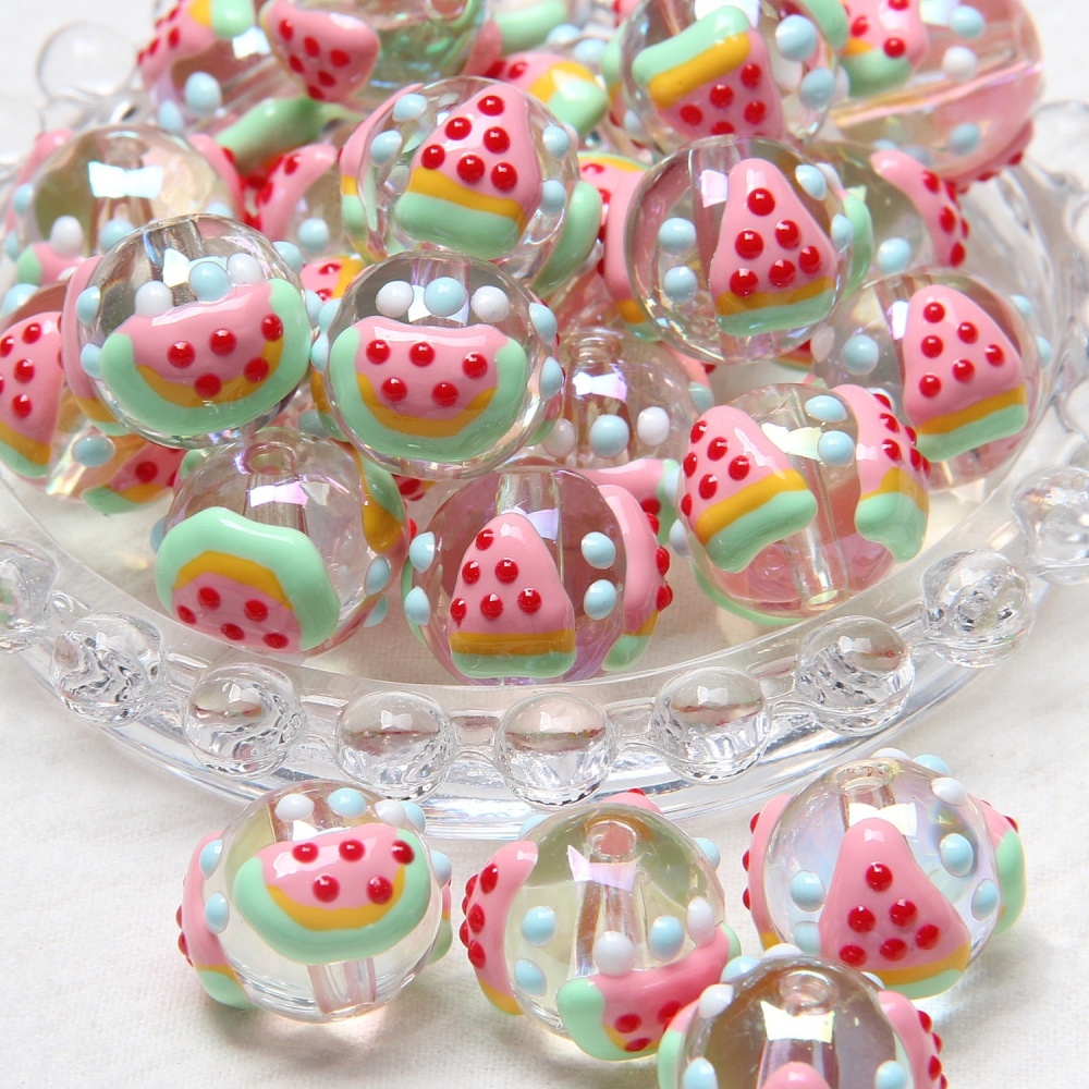 New Heavy Glaze Fruit Hand Painted Beads, DIY Beads for Pen Phone Chain Bag Charm Hair Tie Wholesale