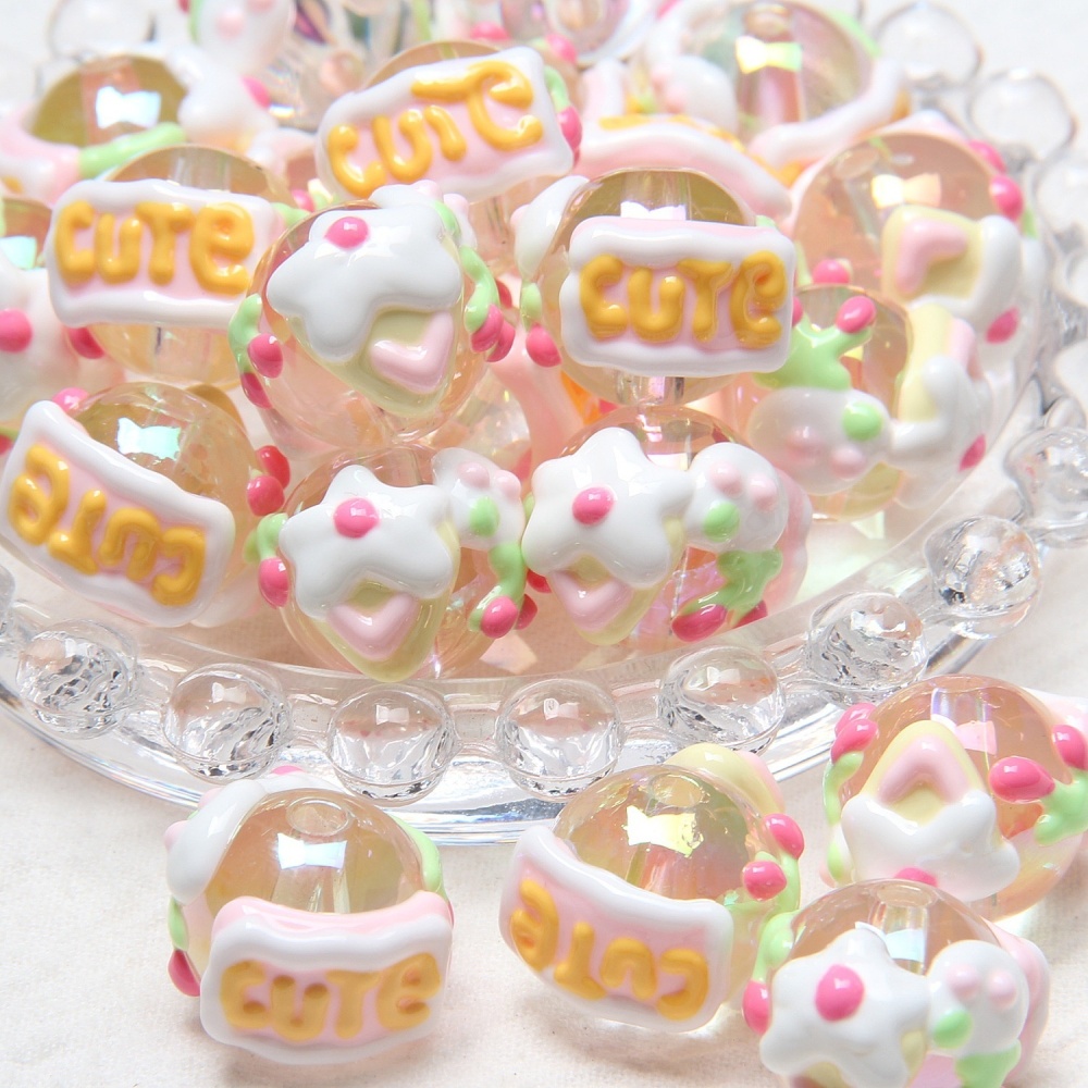 New Heavy Glaze Fruit Hand Painted Beads, DIY Beads for Pen Phone Chain Bag Charm Hair Tie Wholesale
