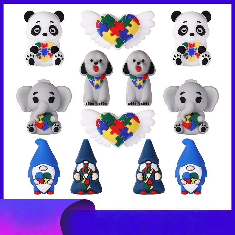 Cartoon 3D Silicone Beads Kids DIY Necklace Bracelet Beaded Pen Supplies Wholesale