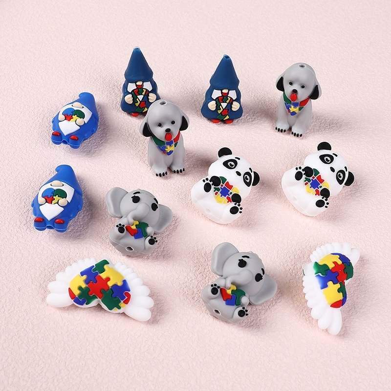 Cartoon 3D Silicone Beads Kids DIY Necklace Bracelet Beaded Pen Supplies Wholesale