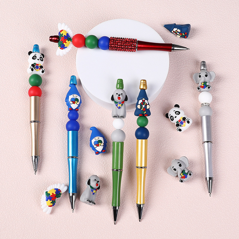 Cartoon 3D Silicone Beads Kids DIY Necklace Bracelet Beaded Pen Supplies Wholesale