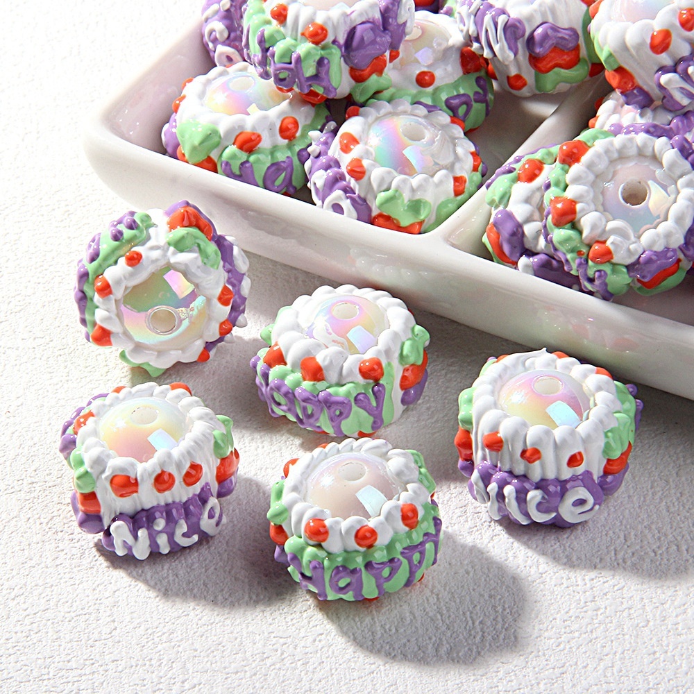 New Heavy Glaze Fruit Hand Painted Beads, DIY Beads for Pen Phone Chain Bag Charm Hair Tie Wholesale