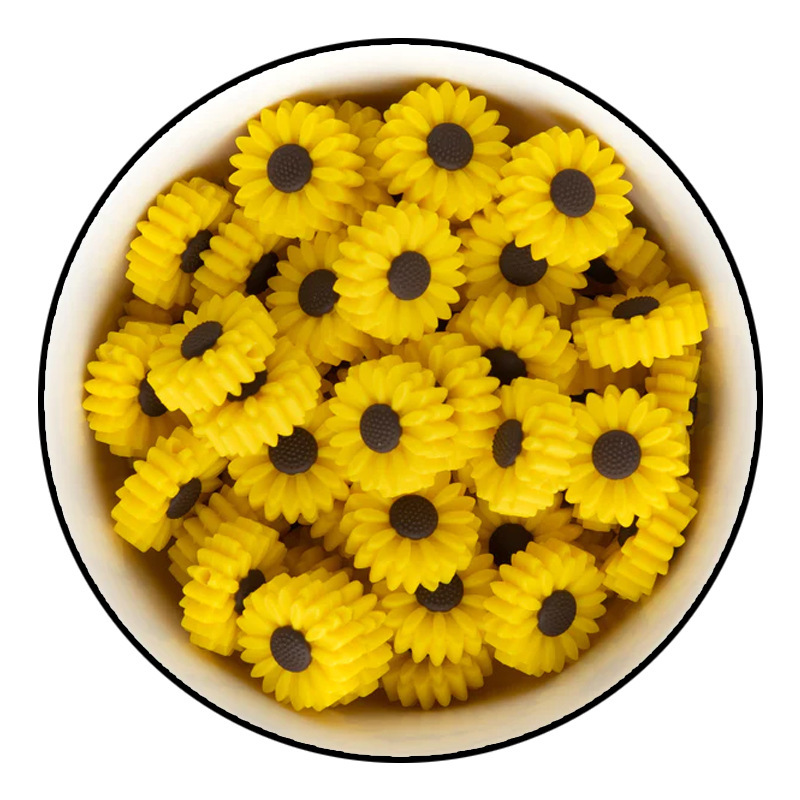 Daisy Silicone Beads Flower Round Beads DIY Bracelet Jewelry Supplies Wholesale