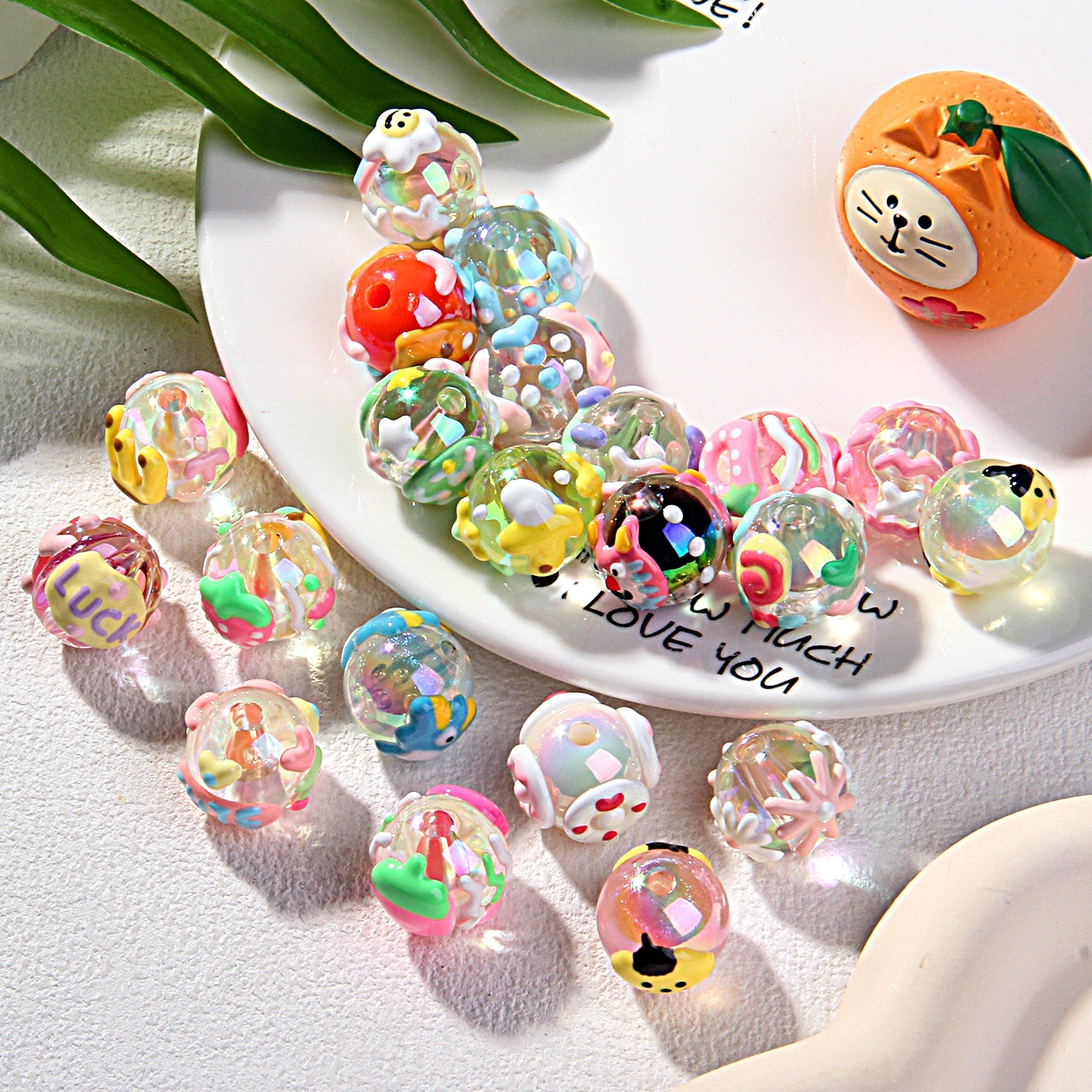New Heavy Glaze Fruit Hand Painted Beads, DIY Beads for Beaded Pen Phone Chain Bag Charm Hair Tie Wholesale