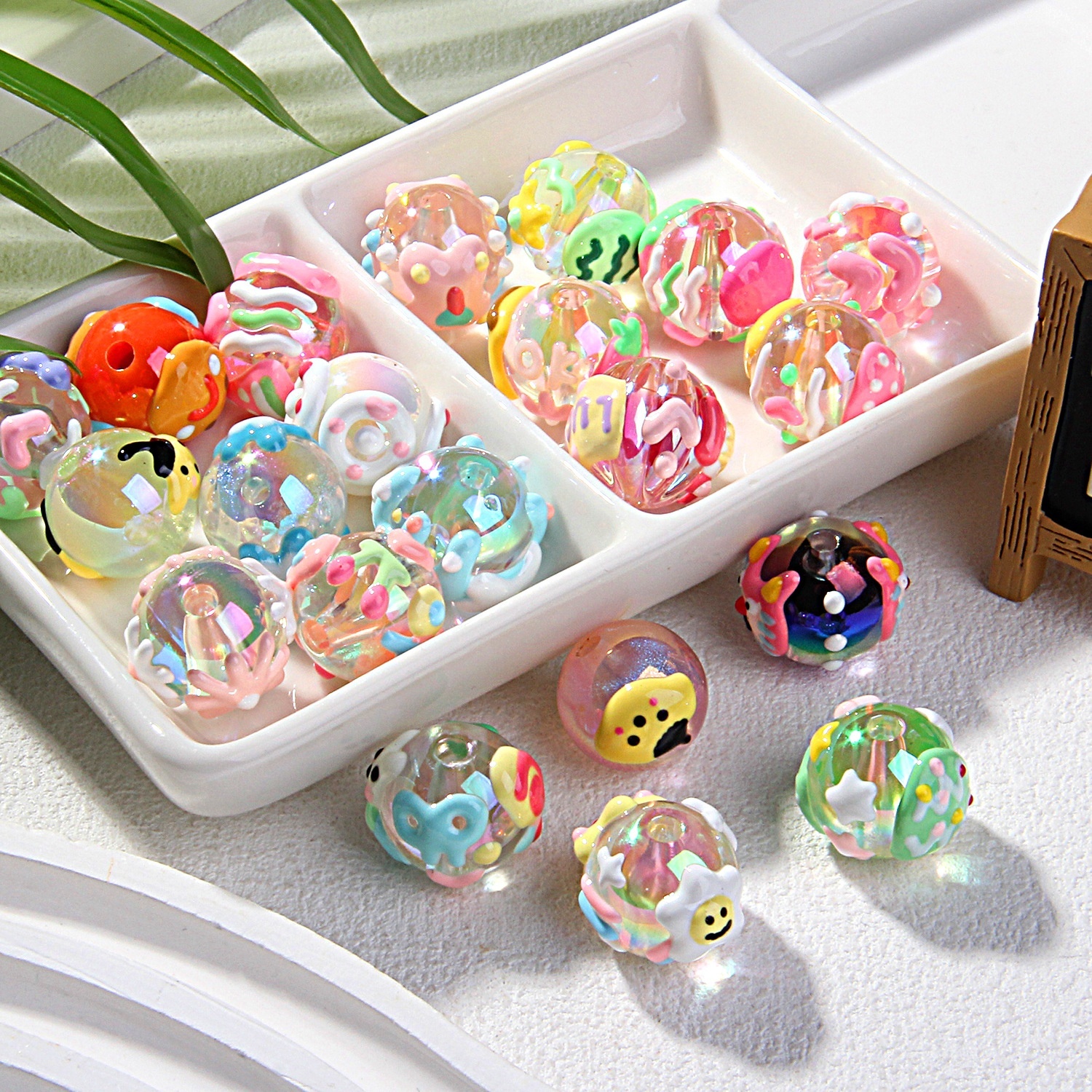 New Heavy Glaze Fruit Hand Painted Beads, DIY Beads for Beaded Pen Phone Chain Bag Charm Hair Tie Wholesale