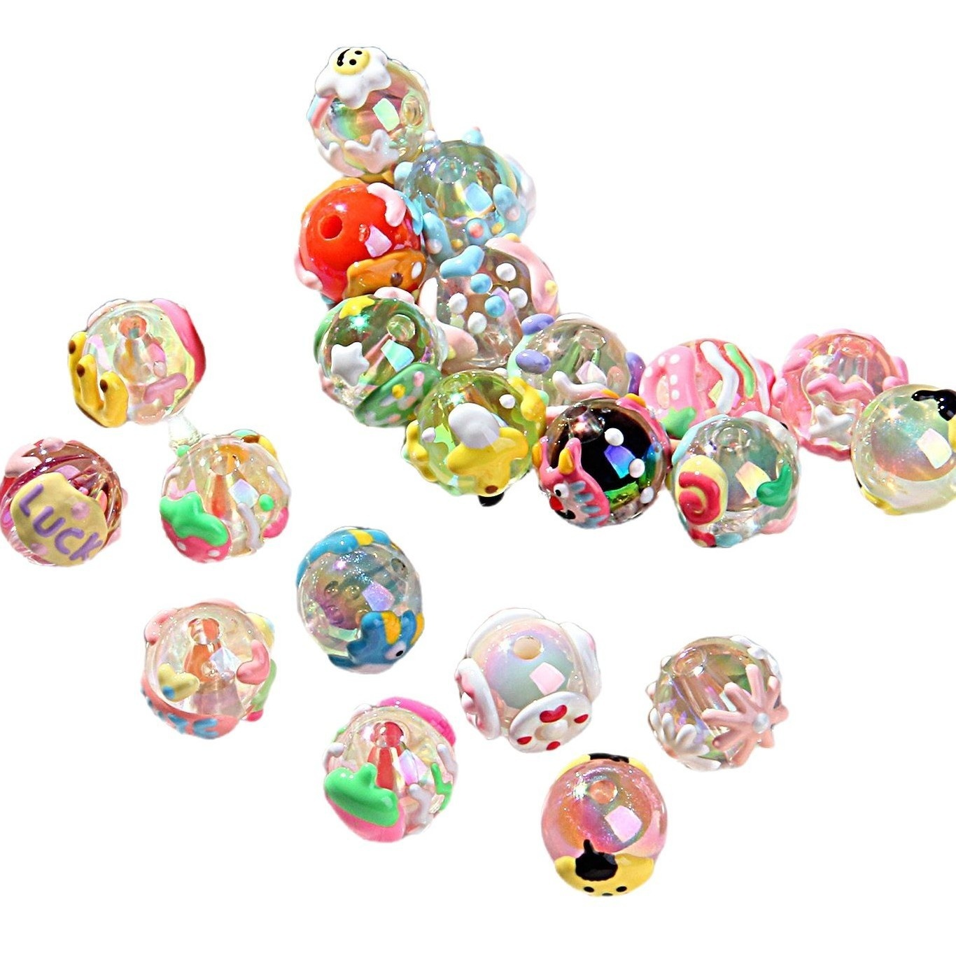New Heavy Glaze Fruit Hand Painted Beads, DIY Beads for Beaded Pen Phone Chain Bag Charm Hair Tie Wholesale