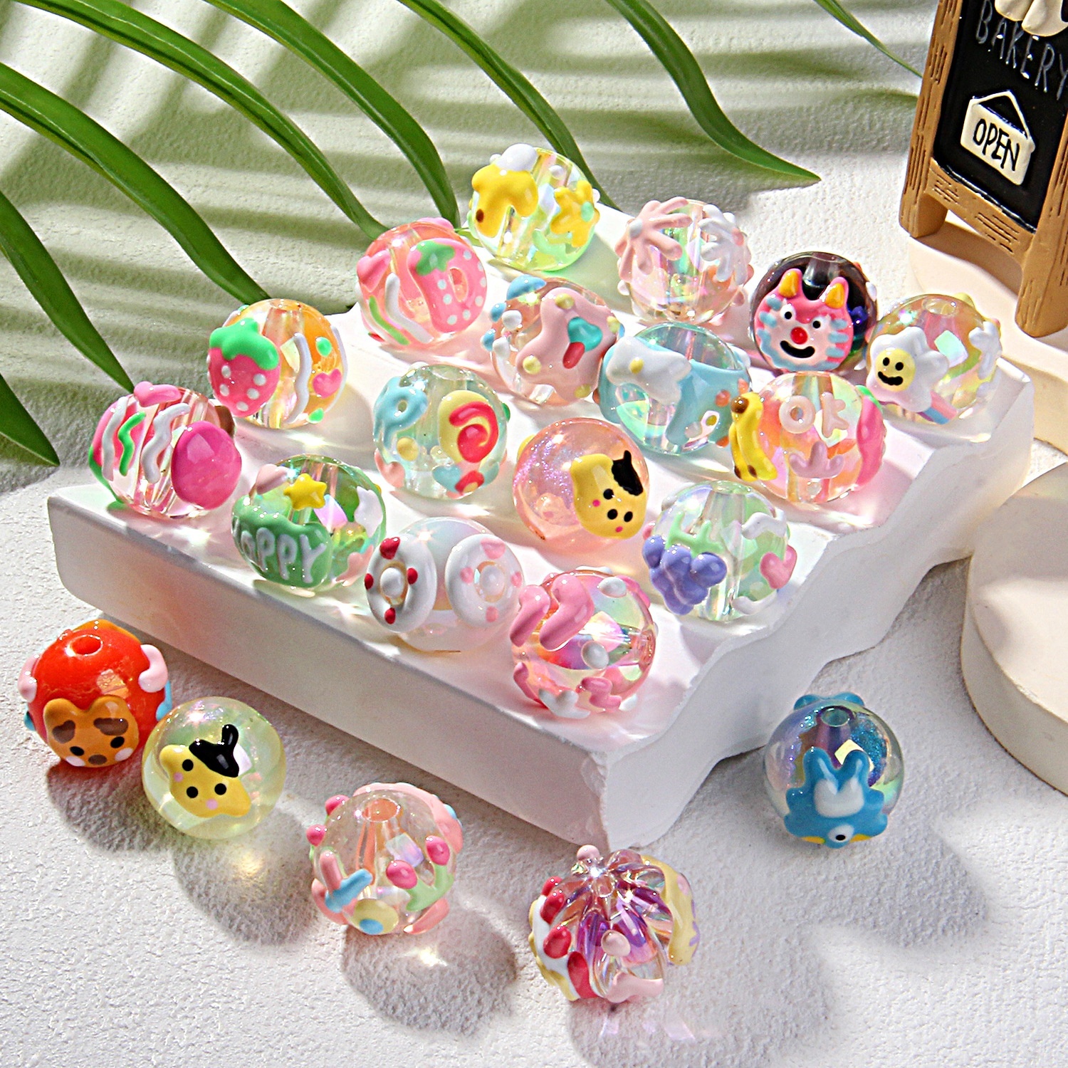 New Heavy Glaze Fruit Hand Painted Beads, DIY Beads for Beaded Pen Phone Chain Bag Charm Hair Tie Wholesale