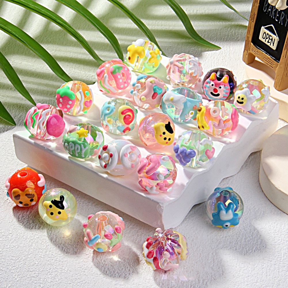 New Heavy Glaze Fruit Hand Painted Beads, DIY Beads for Beaded Pen Phone Chain Bag Charm Hair Tie Wholesale
