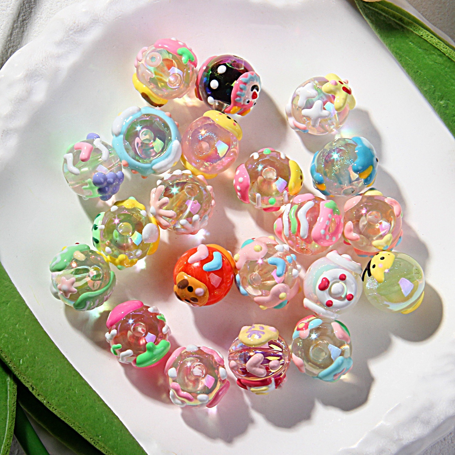 New Heavy Glaze Fruit Hand Painted Beads, DIY Beads for Beaded Pen Phone Chain Bag Charm Hair Tie Wholesale