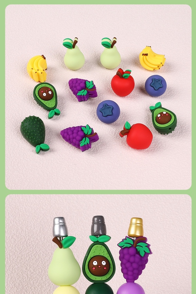 Scented Simulation Fruit Silicone Beads, Avocado Resin Beads Straight Hole Loose Beads for DIY Necklace Jewelry Wholesale