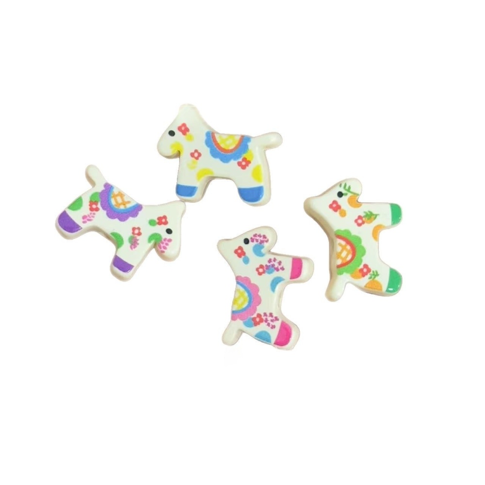 Colorful Printed Cream Trojan Horse Beads DIY Bracelet Phone Chain Bag Charm Car Hanging Accessories