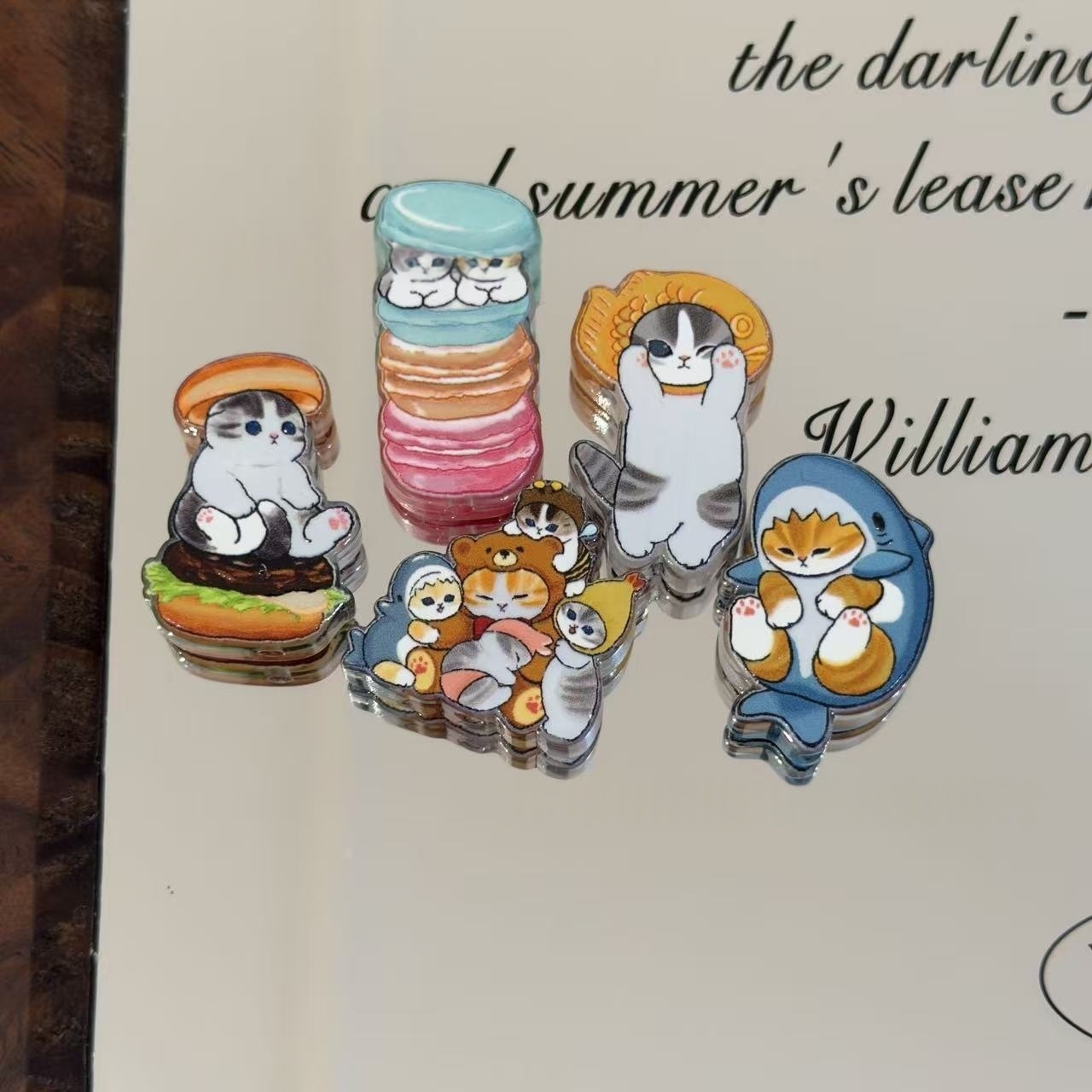 Embossed Shark, Burger, Donut & Kitten Beads DIY Hair Tie Phone Chain Bag Charm Keychain Supplies