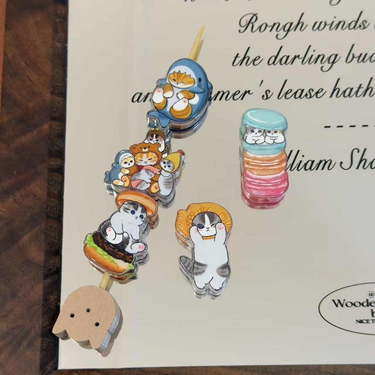 Embossed Shark, Burger, Donut & Kitten Beads DIY Hair Tie Phone Chain Bag Charm Keychain Supplies