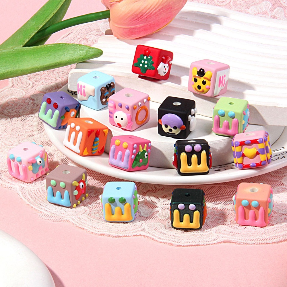 Matte Hand Painted Beads, Winter Multi-faceted Cartoon Mixed Beads for Phone Chain DIY Jewelry Wholesale