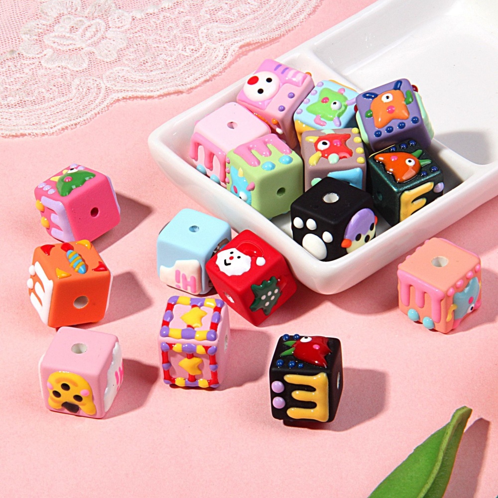 Matte Hand Painted Beads, Winter Multi-faceted Cartoon Mixed Beads for Phone Chain DIY Jewelry Wholesale