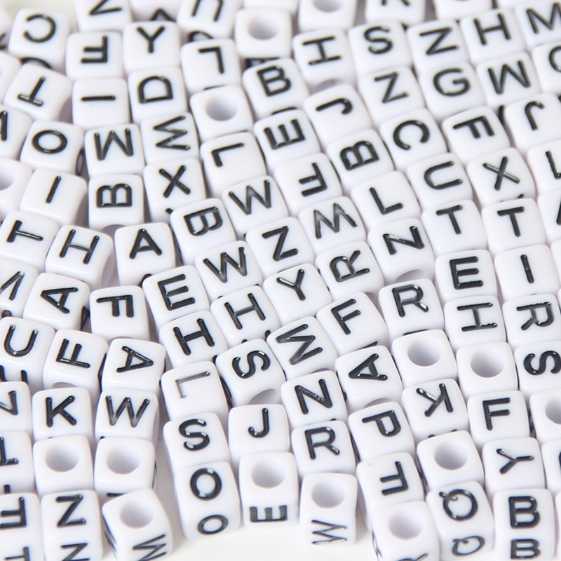 Acrylic Number Letter Beads Set, Square Loose Beads for Kids DIY Jewelry Making Wholesale