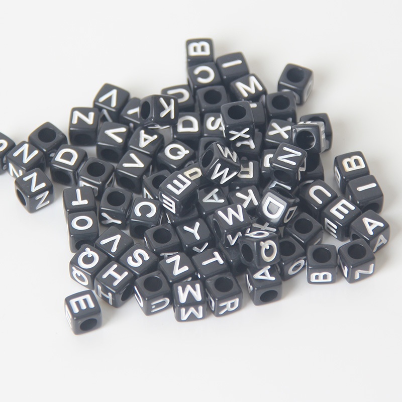 Acrylic Number Letter Beads Set, Square Loose Beads for Kids DIY Jewelry Making Wholesale