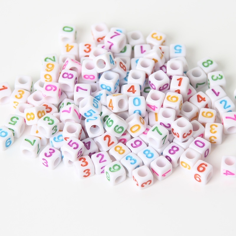 Acrylic Number Letter Beads Set, Square Loose Beads for Kids DIY Jewelry Making Wholesale