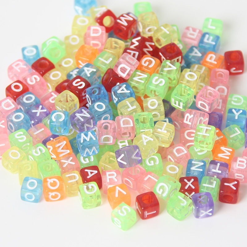 Acrylic Number Letter Beads Set, Square Loose Beads for Kids DIY Jewelry Making Wholesale