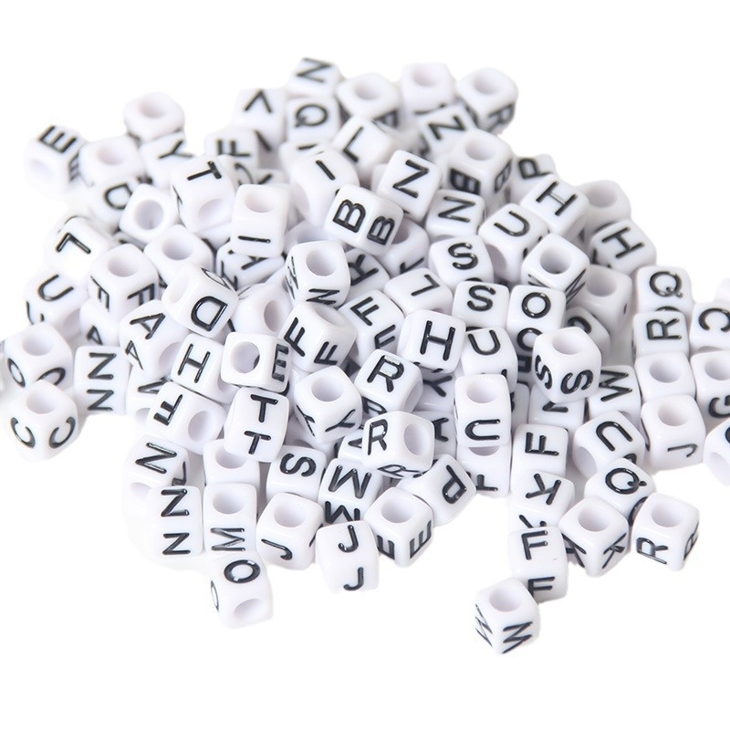 Acrylic Number Letter Beads Set, Square Loose Beads for Kids DIY Jewelry Making Wholesale