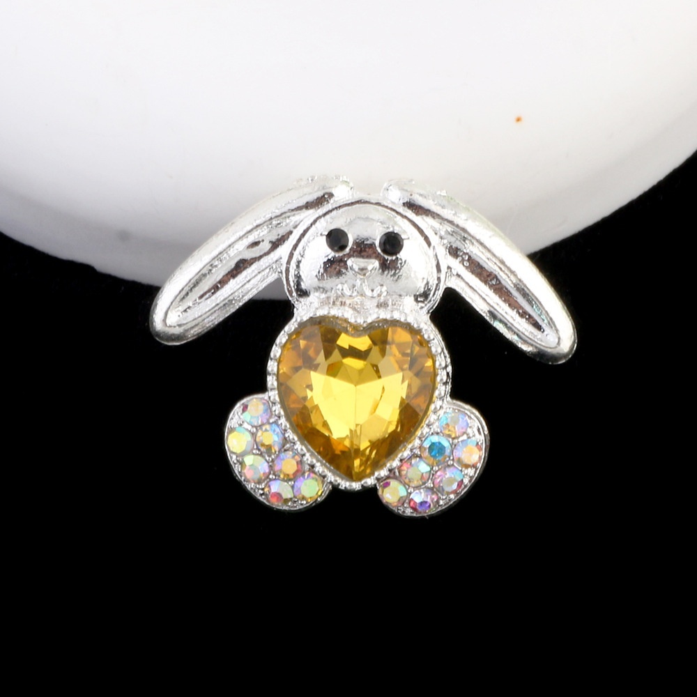 Heavy‑Duty Double‑Sided Alloy Long‑Eared Rabbit Rhinestone Ball Straight Hole Beads DIY Phone Chain Keychain Bag Chain Accessories