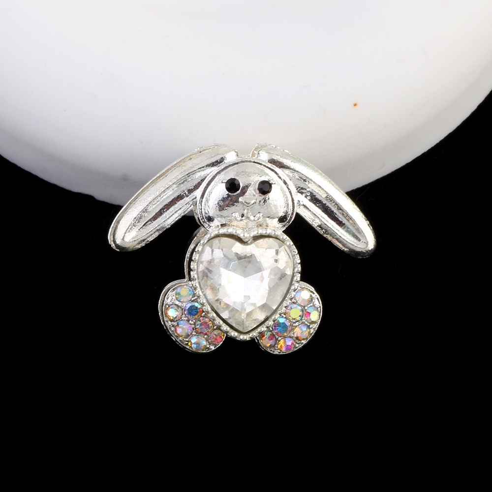 Heavy‑Duty Double‑Sided Alloy Long‑Eared Rabbit Rhinestone Ball Straight Hole Beads DIY Phone Chain Keychain Bag Chain Accessories