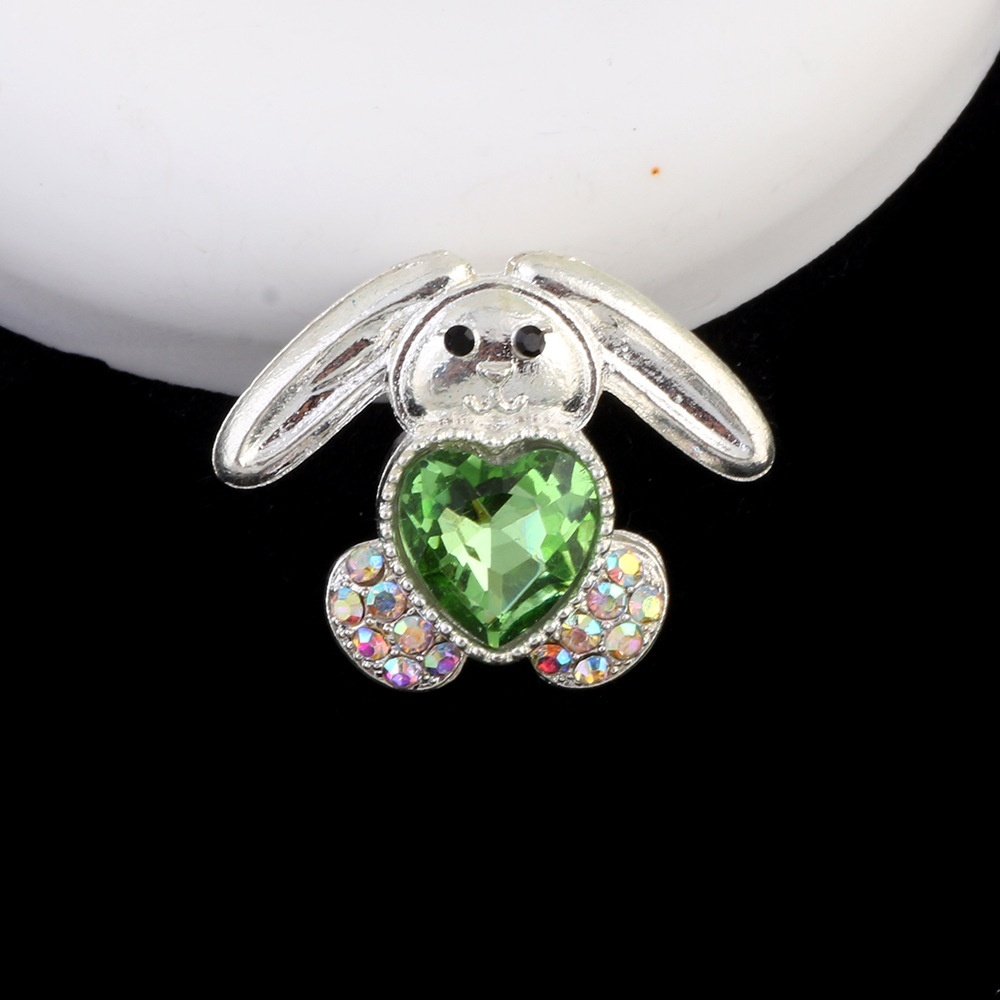 Heavy‑Duty Double‑Sided Alloy Long‑Eared Rabbit Rhinestone Ball Straight Hole Beads DIY Phone Chain Keychain Bag Chain Accessories