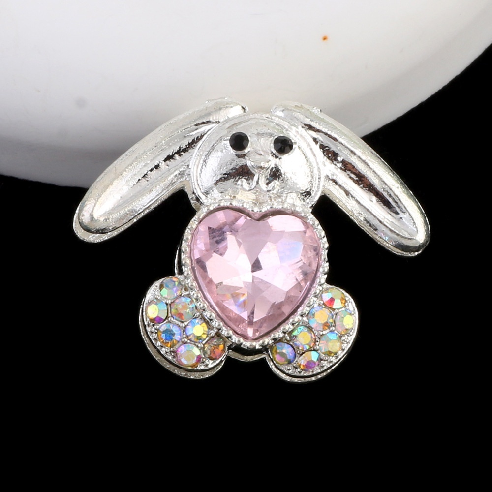 Heavy‑Duty Double‑Sided Alloy Long‑Eared Rabbit Rhinestone Ball Straight Hole Beads DIY Phone Chain Keychain Bag Chain Accessories