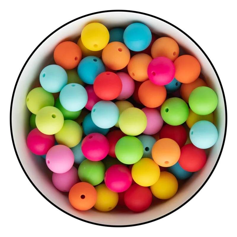 Pacifier Chain Silicone Beads, Candy Color Water Transfer Print Round Beads for DIY Crafts Wholesale