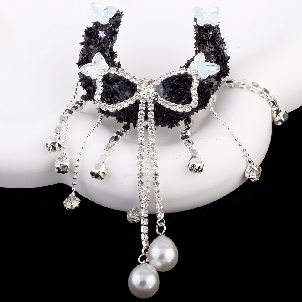 Bow Tassel Pearl Sequin Moon Boat Acrylic Rhinestone Ball Straight Hole Beads DIY Keychain Necklace Accessories