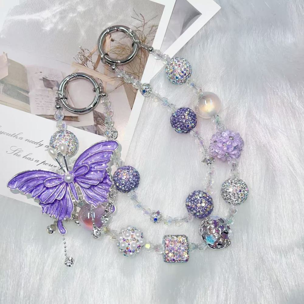 Shiny Polymer Clay Colorful Full Rhinestone Ball Straight Hole Beads DIY Phone Chain Keychain Bag Chain Accessories